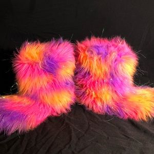 Fuzzy,Funky,bright, house slipper boots